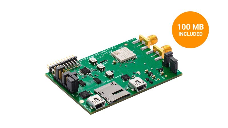 The LBAD0XX1SC-DMS-EVK-B evaluation board with Murata’s Type 1SC-iSIM module