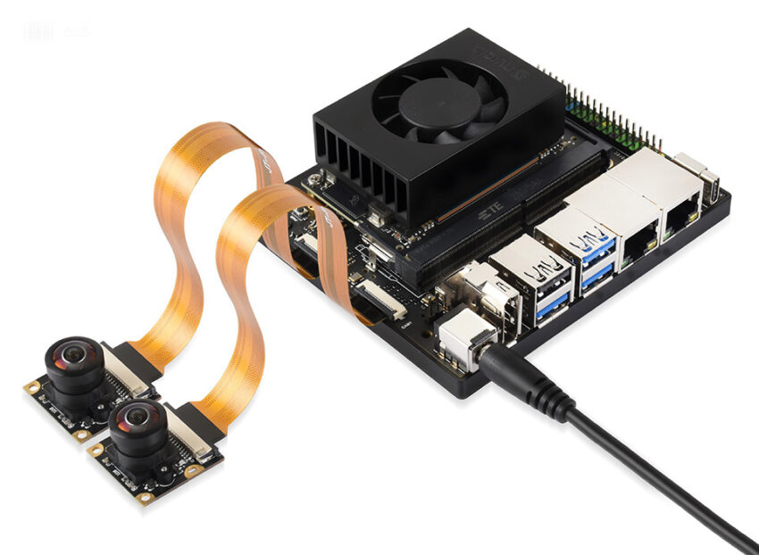 Low-cost carrier board for Jetson Orin Nano/NX features dual Ethernet, dual M.2, 4K Display, and multiple USB ports for AI and robotics.