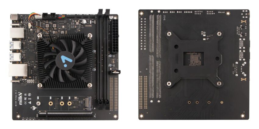 Milk-V Titan mini ITX RISC-V motherboard Front and Back Side