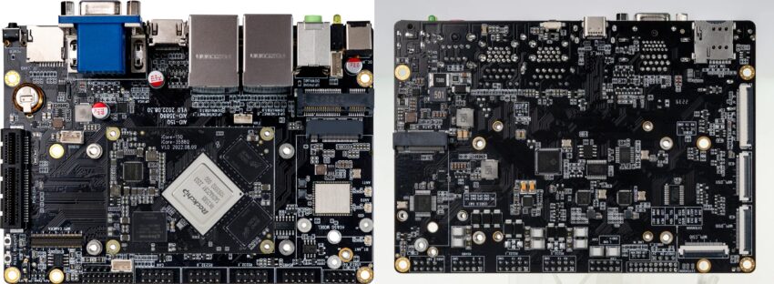 AIO-3588Q 8K AI ARM Motherboard Front and Back