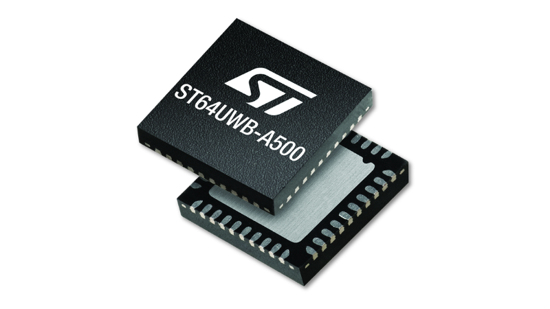 The ST64UWB family includes three SoCs: the ST64UWB-A100, ST64UWB-A500 (pictured above), and ST64UWB-C100