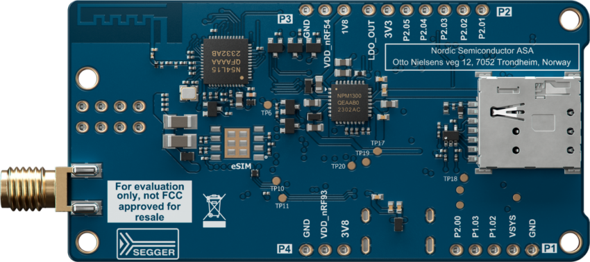 nRF93M1 Development Kit Bottom Side