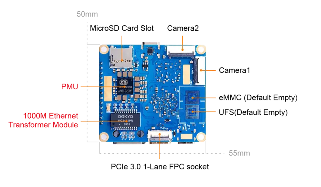 Orange Pi Zero 4 bottom side specifications
